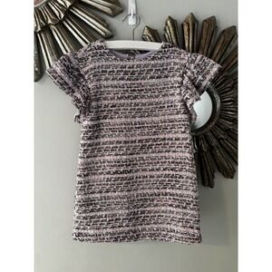Janie & Jack Spring Shimmer Tweed Bouclé Dress Lavender Flutter Sleeve Size 5